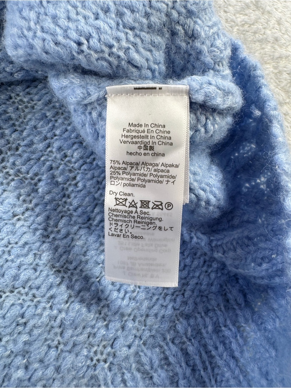 J.Crew Blue Alpaca Blend Textured Mock Neck Sweater Medium - Picture 7 of 11